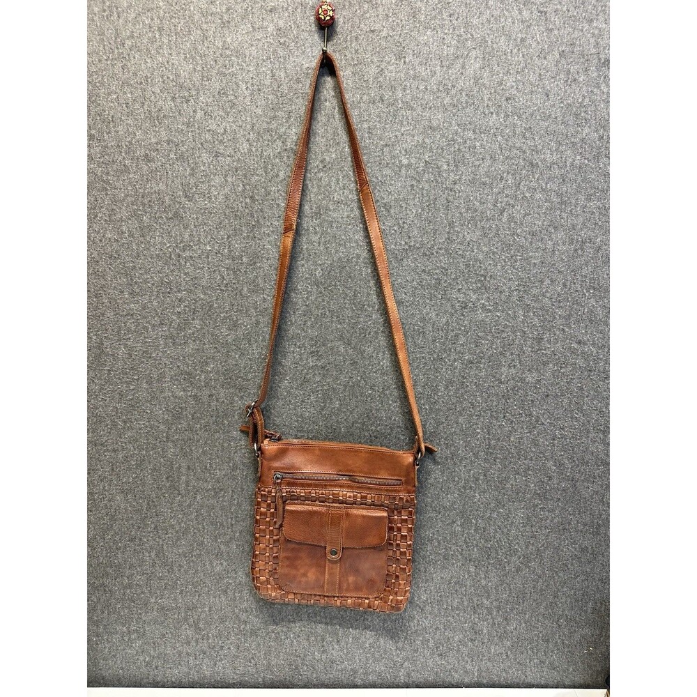 Vilenca Holland Leather Woven Crossbody Bag